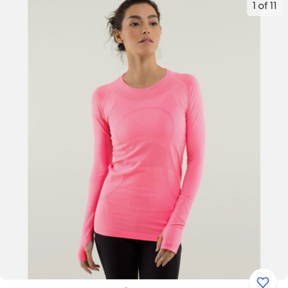 Lululemon swiftly tech pink long sleeve. Models wearing different pink